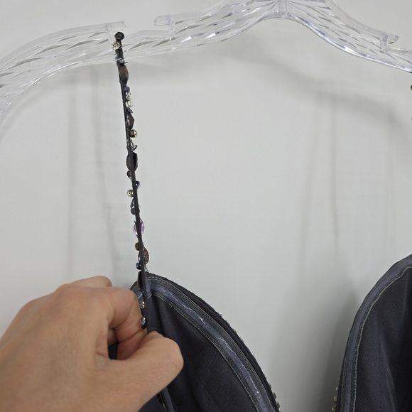 JOVNI prom wedding bridesmaid grey beaded long sweetheart dress 8 - Picture 10 of 11